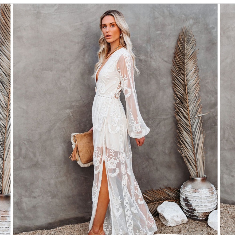 Long sleeve lace maxi romper